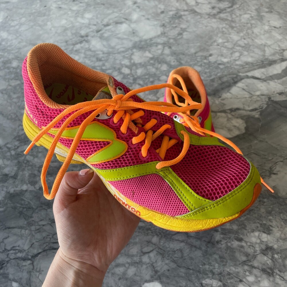 Newton Distance U Lace up Running Shoes Green Pink 8